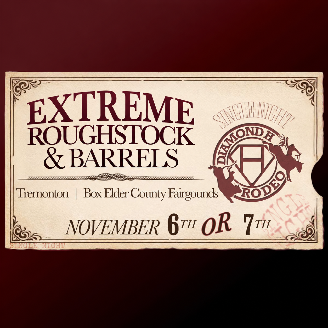 November 6th OR 7th (Single Night) Western Whiteout Rodeo – Diamond H Rodeo