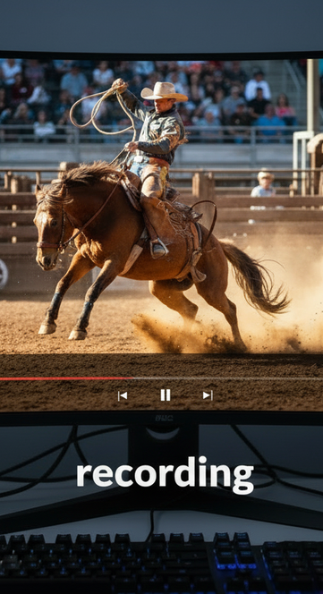 add text "recording" below montior